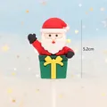 Christmas Santa Claus rising from gift box cake topper soft PVC decoration 5.2cm height - New Soft Glue Santa with Gift