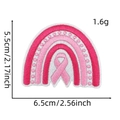Pink ribbon rainbow embroidered patch, iron-on breast cancer awareness badge 6.5x5.5cm - Pink Ribbon Patch Style 25