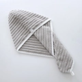 Light gray microfiber hair towel wrap with textured pineapple grid pattern and white button - Hair Drying Cap (25x65cm) / Light Gray