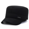 Classic black cadet cap for men with warm ear protection and premium wool-like fabric - Adjustable / Black