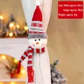 Weihnachtsmann-Vorhangschnalle aus Plüschstrick für die festliche Innendekoration zu Hause - Schneemann mit Gestreifter Strickmütze(SD-CLK-001-B)
