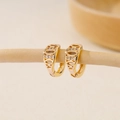 Fashionable gold-plated hollow geometric earrings with clear zircon stones - EH411032
