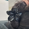 Elegant black plumeria flower hair claw clip for women stylish ponytail holder accessory - Bright Black
