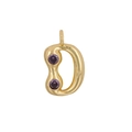 18K gold plated letter D pendant with purple zircon teardrop for DIY jewelry - Letter D