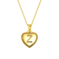 Golden heart necklace with engraved letter Z and decorative beaded edge for women - Letter Z Style (S-P151-Z)