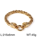 Bracciale punk teschio oro con catena bizantina da 6mm e lunghezza di 215mm - Colore Oro (KB108226-Z)