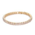 Detailed view of gold-plated tennis bracelet featuring square-cut AAA cubic zirconia stones - Square 4*4mm / Gold