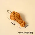 Realistic fried chicken drumstick keychain with crispy texture detail, size 8.5x4.5cm - Chicken Leg (Silver Bead Chain)
