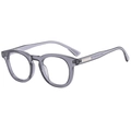 Fashionable round grey translucent sunglasses with silver metal temple details for men and women - Transparent Grey Frame Clear Lens