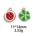 Vue détaillée des breloques pastèque en émail avec dimensions et poids pour bijoux DIY - N°5-Ensemble de Tranches de Pastèque
