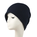 Navy blue ribbed knit beanie hat for men and women, stylish autumn winter headwear - Deep Navy Blue