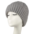 Gorro de punto gris para mujer con patrón geométrico y borde acanalado ancho - Adulto / gris oscuro