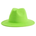 Classic wide-brim jazz fedora hat in neon green felt with elegant British style - M (56-58cm) / Fluorescent Green