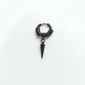 Macro view of matte black punk earrings with dragon relief and solid cone spike pendant - Dragon Long Spike / Earring (Pierced) / Black