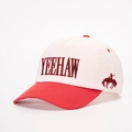 Cappellino da baseball bicolore in cotone con ricamo Yeehaw in beige e rosso regolabile - Taglia unica / Bianco Sporco Spliced Rosso