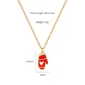 Détail du collier pendentif gant rouge avec motif cœur et dimensions 39+5cm spécifiées - Gants de Cœur
