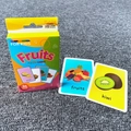 Set of 36 English fruit education flash cards for kids with colorful storage box - Fruit