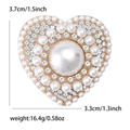 Tabella taglie dettagliata della spilla a cuore con perle e strass 3.7x3.3cm - Bianco