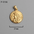 Dettaglio del ciondolo a moneta romana da 21mm placcato oro con rilievo di Gesù - P-015G