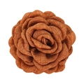 Burnt orange linen fabric rose hair claw clip for women with textured floral layers - 12cm / Orange