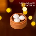 Miniature dim sum buns in a bamboo steamer for cake decoration, 3.1cm x 1.8cm size - Soft Glue Steamed Bun
