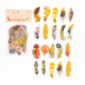 Solar Feather series PET decorative stickers with warm orange and yellow watercolor tones - Solar Flare Feather