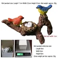 Resin bird figurine hanging decor with nest for garden pots and fish tank aquariums - Small Bird