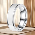 Polished silver stainless steel minimalist band ring with a mirror finish for women - US 5 / Steel Color White Enamel