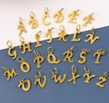 Set of 26 gold stainless steel alphabet letter pendants with polished metal finish - Set of 26 Letters