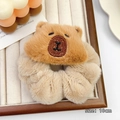 Plush brown bear scrunchie hair tie for women with 10cm diameter soft fuzzy texture - 3# Large Intestine Hair Ring Style