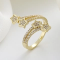 Minimalistischer Goldstern Zirkonia Ring mit gedrehtem Design und offener Anpassung - Einstellbar Offen / Gold