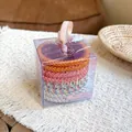 Set di 4 elastici per capelli colorati in una confezione regalo trasparente con fiocco - 6x6x6cm in Scatola / Intrecciato Arancione (8 Pezzi)