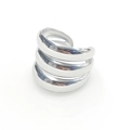 Close-up of polished silver multilayer stainless steel ring with smooth metallic finish - Multi-Layer Round Ear Clip Ring (R6070)