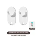 Lot de 2 supports de tringle à rideaux adhésifs blancs avec colle, fixation sans perçage - Support de Tringle avec Crochet - Colle Sans Clou (2pcs)