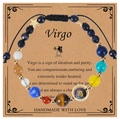 Detail of Virgo zodiac beaded bracelet with natural blue sandstones on a card - Virgo-Braided Cord