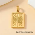 Pendentif rectangulaire en acier doré avec relief soleil, breloque bijoux 19x16mm - 158-Rectangulaire Sunburst