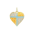 18K gold plated heart pendant with blue enamel cross and pavé cubic zirconia - Heart 2-Cross Star