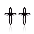 Matte black hollow cross knot stud earrings made of high-quality stainless steel - Cross Flower Hollow / Black