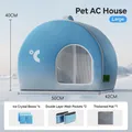 Blaues Kühlhaus für Katzen und Hunde mit Netzfenster und Kühlzubehör 50x42x40cm - Groß (4 Eisboxen)