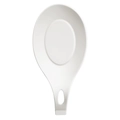 White silicone spoon rest with wooden handle for heat resistant kitchen tool storage - White Spoon Rest
