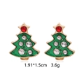 Golden Christmas tree stud earrings with green enamel and sparkling crystals - White Diamond Christmas Tree Studs
