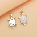 Enamel sea turtle pendant charm with pink cherry blossom pattern and gold finish - 18# Pink Cherry Blossom Turtle