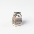 Handcrafted wooden cat figurine with cute expression and natural carved wood finish - Wood Carved Grey Cat Ornament