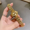 Elegante reloj de cuarzo dorado para mujer con esfera redonda vintage y brazalete - Todo Oro
