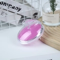 Handheld pink silicone scalp massager brush with transparent ergonomic handle design - Crystal Purple