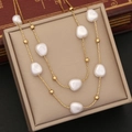 Collana multistrato placcata in oro con perle barocche e ciondolo a cuore su portagioie - Stile Lungo Perla Barocca Irregolare(3#)