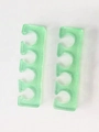 Mint green silicone toe separators with glitter for nail art and foot relaxation - Green