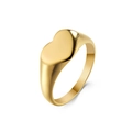 Anillo de sello de corazón dorado minimalista de acero inoxidable pulido - US 5 / Dorado