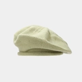 Minimalist light green knitted beret with rolled edge for women, soft artistic painter hat - One Size / Matcha Green