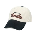 Corduroy baseball cap with 'BE WILD AND Wonder' embroidery in white and black contrast style - Black